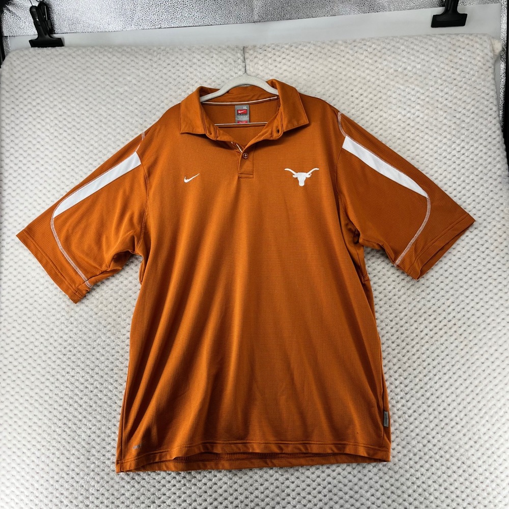 Nike Texas Longhorns Polo Shirt Dri-FIT Athletic Orange White Waffle Dri-fit‎ XL